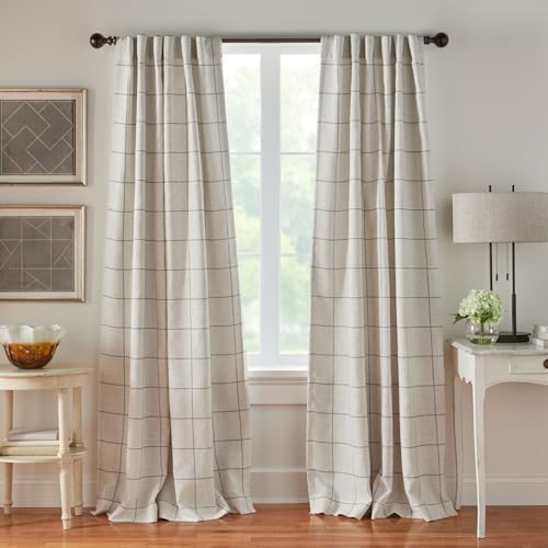 Elrene Home Fashions Brighton Windowpane Plaid Blackout Window Curtain, Living Room and Bedroom Drape with Rod Pocket Tabs, 52" x 95", 1 Panel