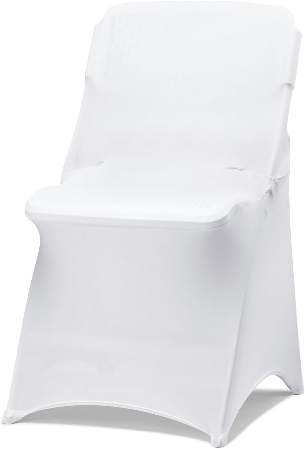 10 Pack White Folding Chair Covers for Party, Spandex Chair Covers for Wedding, Stretch Seat Cover 10 Pieces, Universal Fitted Polyester Slipcovers for Dining Chairs, Parties & Banquet (10 PCS)