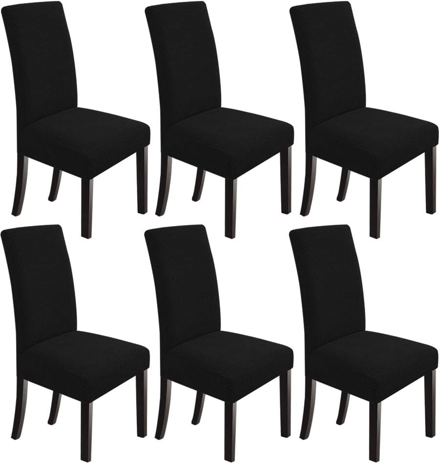 NORTHERN BROTHERS Dining Room Chair Covers Set of 6, Removable Washable Chair Covers for Dining Chairs Stretch Parson Chair Slipcover, Khaki