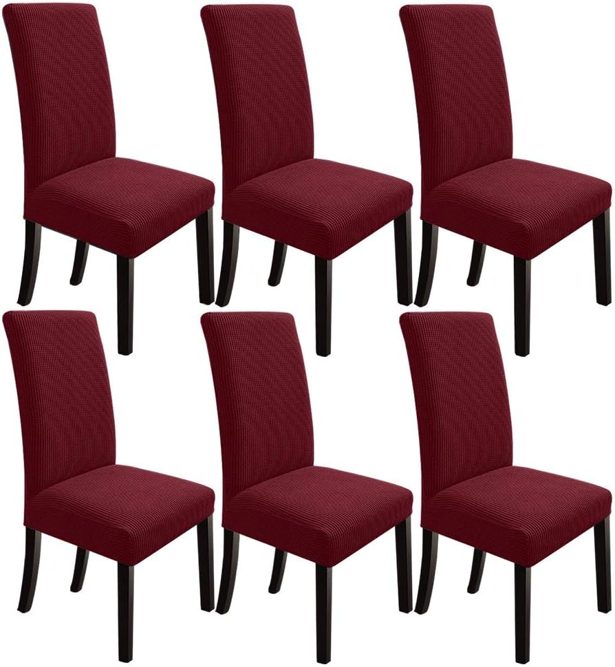 NORTHERN BROTHERS Dining Room Chair Covers Set of 6, Removable Washable Chair Covers for Dining Chairs Stretch Parson Chair Slipcover, Khaki