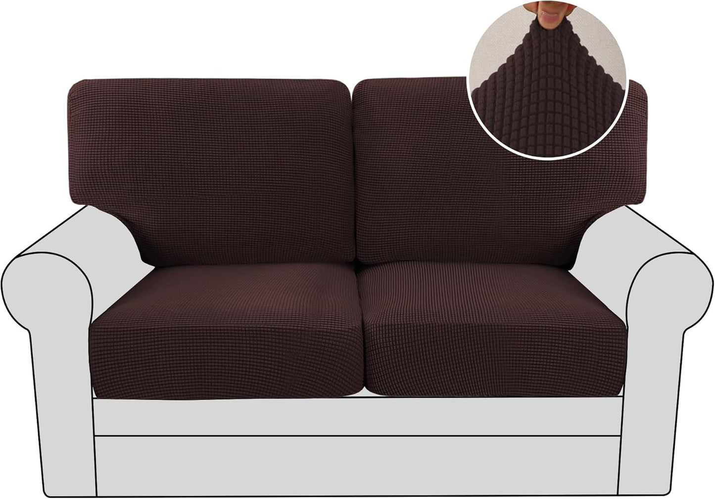 H.VERSAILTEX Multi-Pieces Sofa Covers Stretch Couch Covers Form Fitted Seats and Back Cushions Covers (3 Seat Covers Plus 3 Back Cusion Covers, Bonus 2 Armrest Covers), Grey