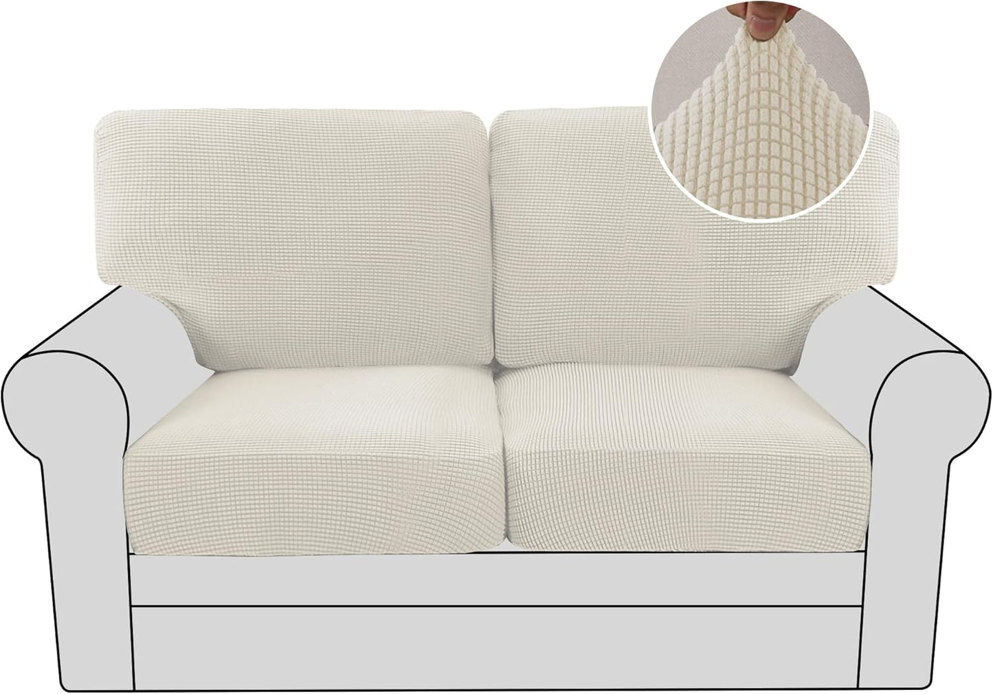 H.VERSAILTEX Multi-Pieces Sofa Covers Stretch Couch Covers Form Fitted Seats and Back Cushions Covers (3 Seat Covers Plus 3 Back Cusion Covers, Bonus 2 Armrest Covers), Grey
