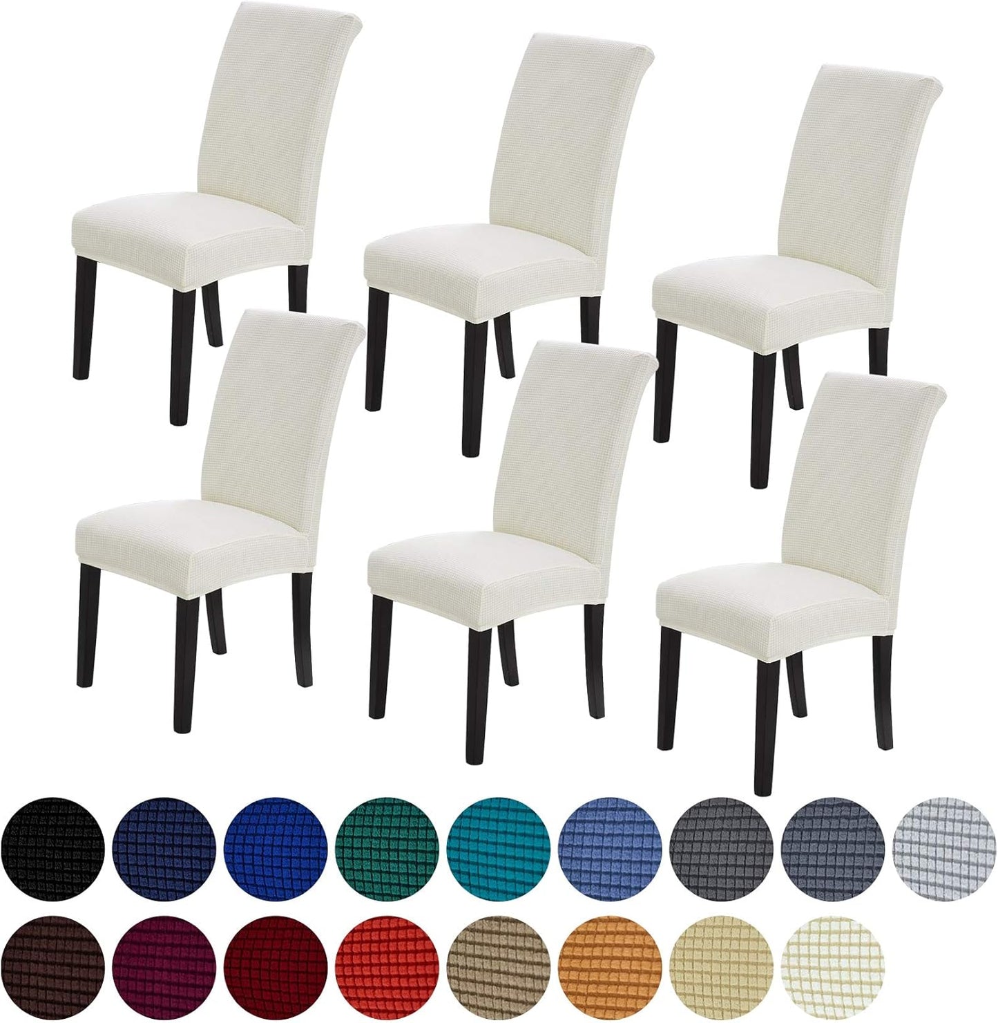 Howhic Stretch Chair Covers for Dining Room Set of 4, Removable Washable Dining Room Chair Covers, Dining Chair Slipcovers Seat Protector, Great for Home and Banquet Decoration (Ivory, 4 Pack)