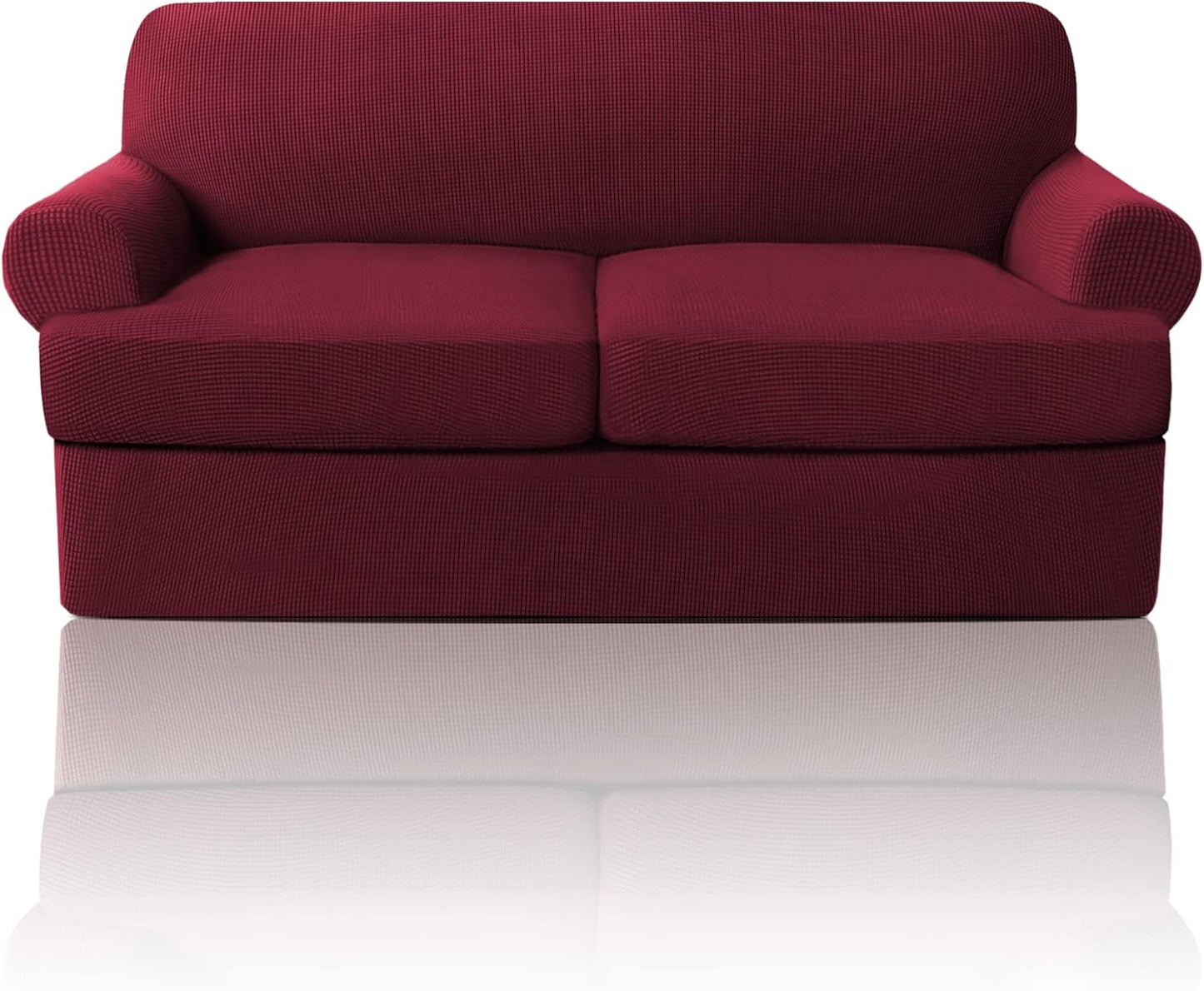 PrinceDeco T Cushion Sofa Slipcover 4 Pieces Sofa Covers for T Cushion Couch Soft Sofa Slip Covers Furniture Protector with 3 Individual T Shape Seat Covers (72"-90"), Island Fossi