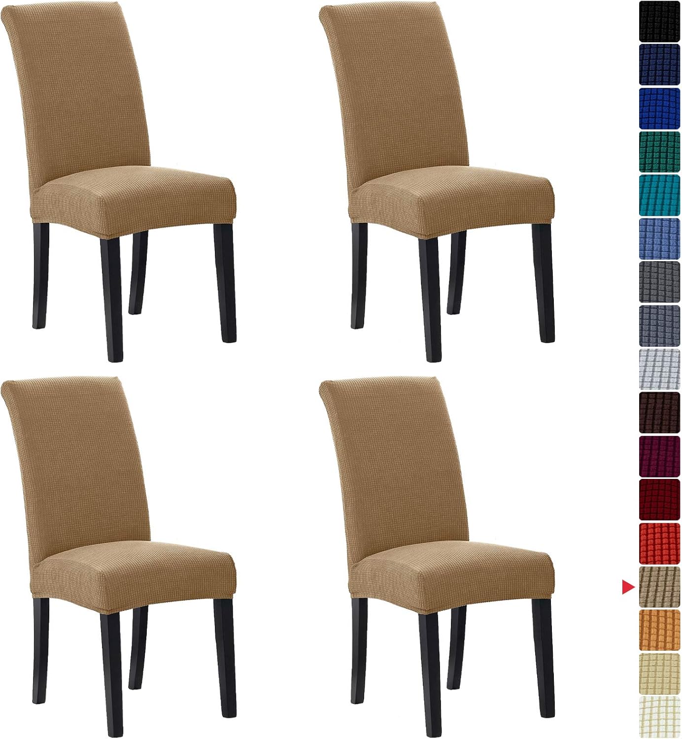 Howhic Stretch Chair Covers for Dining Room Set of 4, Removable Washable Dining Room Chair Covers, Dining Chair Slipcovers Seat Protector, Great for Home and Banquet Decoration (Ivory, 4 Pack)