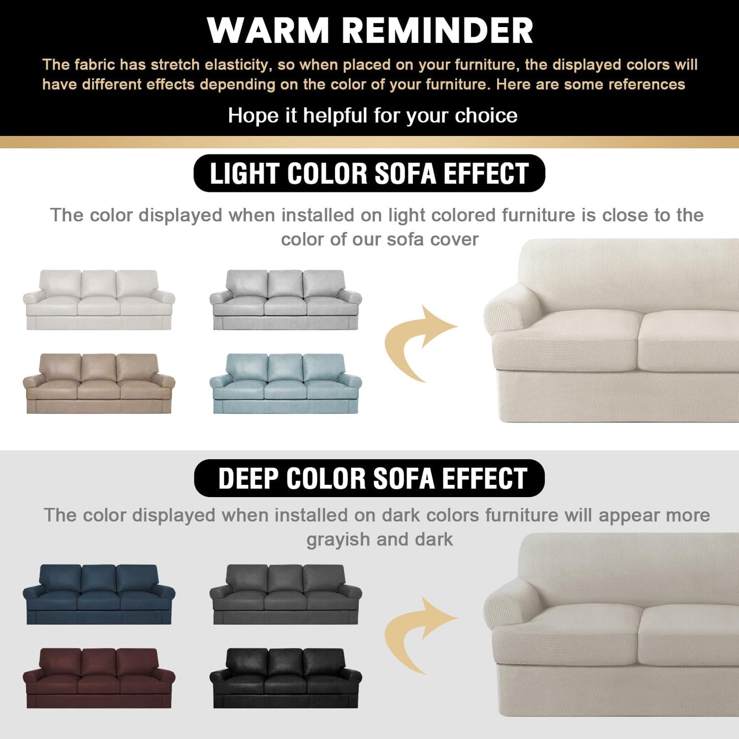 PrinceDeco T Cushion Sofa Slipcover 4 Pieces Sofa Covers for T Cushion Couch Soft Sofa Slip Covers Furniture Protector with 3 Individual T Shape Seat Covers (72"-90"), Island Fossi
