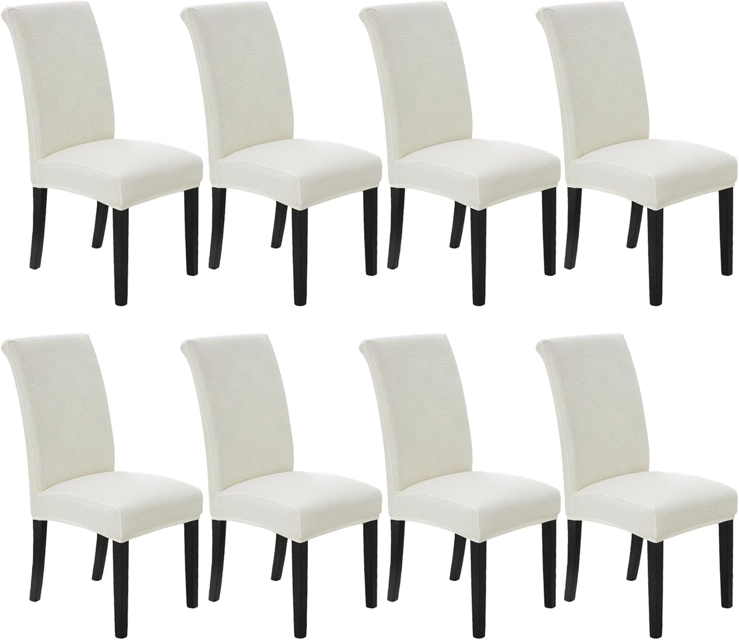Howhic Stretch Chair Covers for Dining Room Set of 4, Removable Washable Dining Room Chair Covers, Dining Chair Slipcovers Seat Protector, Great for Home and Banquet Decoration (Ivory, 4 Pack)