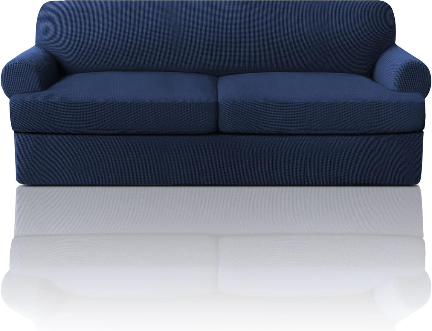 PrinceDeco T Cushion Sofa Slipcover 4 Pieces Sofa Covers for T Cushion Couch Soft Sofa Slip Covers Furniture Protector with 3 Individual T Shape Seat Covers (72"-90"), Island Fossi