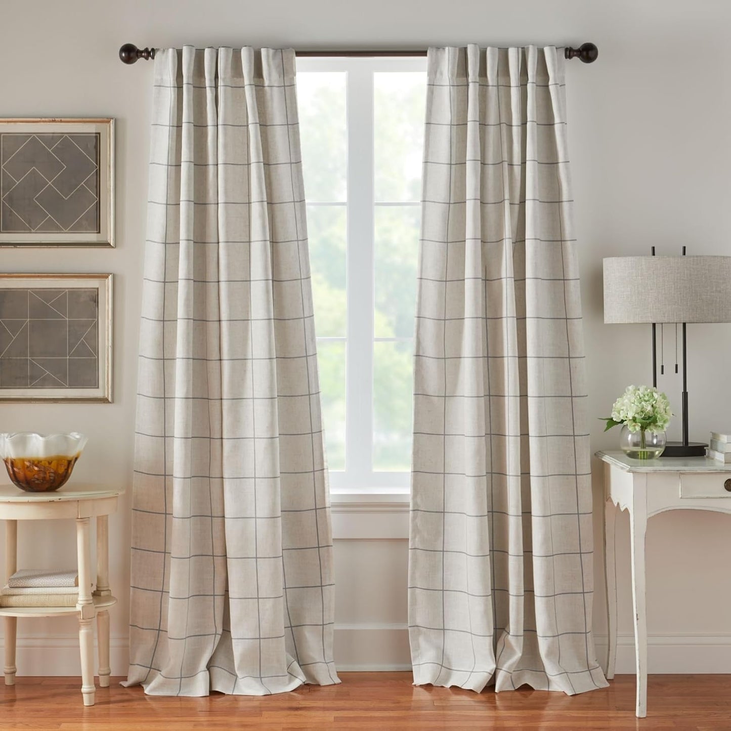 Elrene Home Fashions Brighton Windowpane Plaid Blackout Window Curtain, Living Room and Bedroom Drape with Rod Pocket Tabs, 52" x 95", 1 Panel