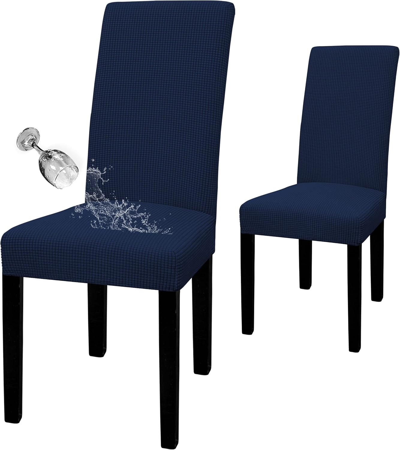 Easy-Going 100% Waterproof Dining Room Chair Cover Set of 6, Stretch Jacquard Parson Chair Slipcover Removable Washable Chair Protector for Home, Restaurant, Banquet (Large, Light Gray)