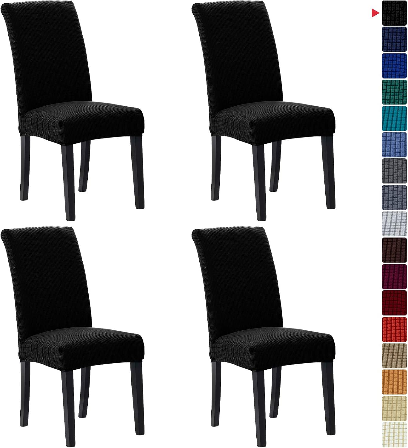 Howhic Stretch Chair Covers for Dining Room Set of 4, Removable Washable Dining Room Chair Covers, Dining Chair Slipcovers Seat Protector, Great for Home and Banquet Decoration (Ivory, 4 Pack)