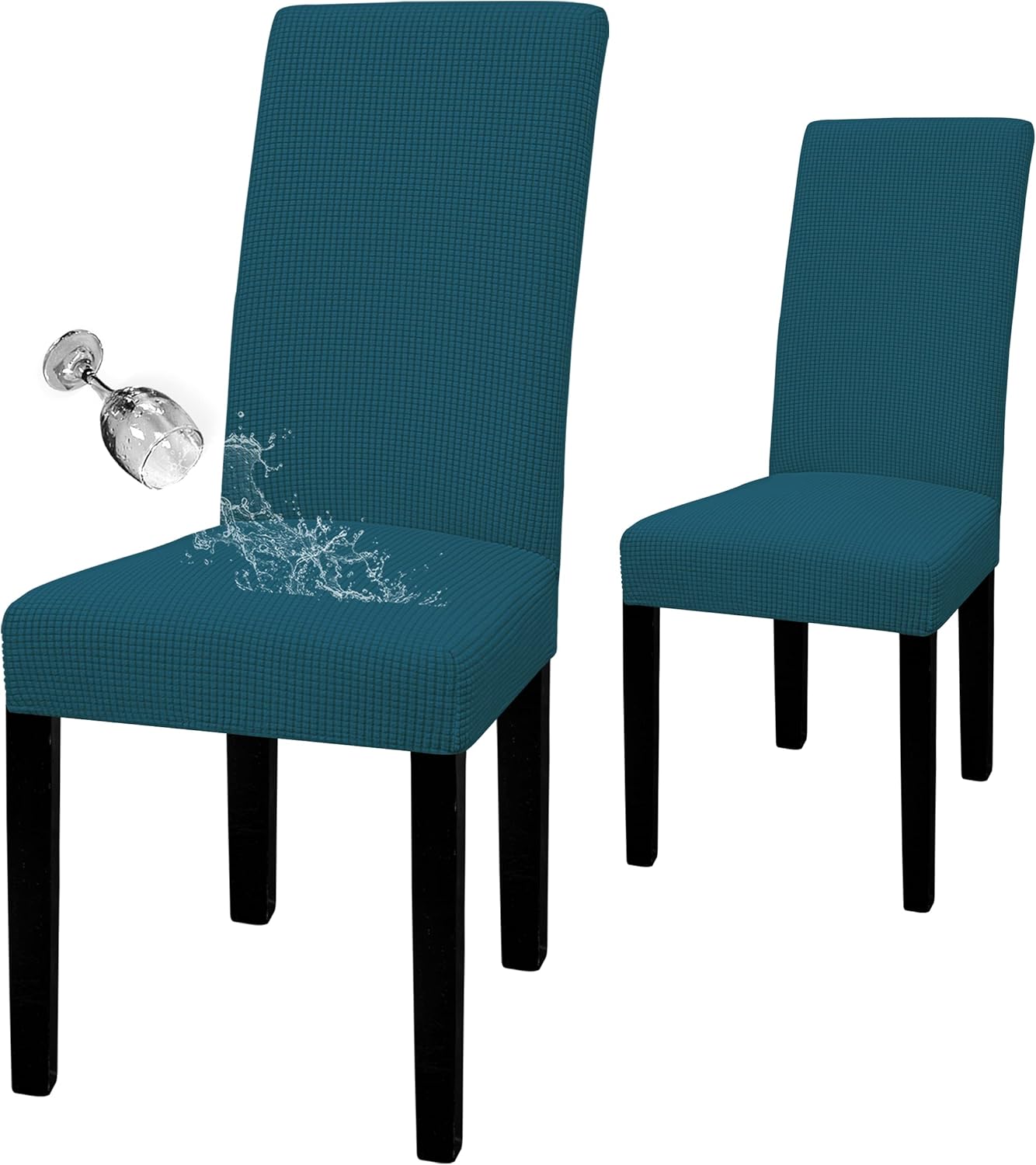 Easy-Going 100% Waterproof Dining Room Chair Cover Set of 6, Stretch Jacquard Parson Chair Slipcover Removable Washable Chair Protector for Home, Restaurant, Banquet (Large, Light Gray)