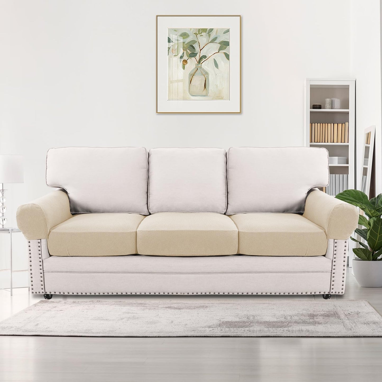 H.VERSAILTEX Multi-Pieces Sofa Covers Stretch Couch Covers Form Fitted Seats and Back Cushions Covers (3 Seat Covers Plus 3 Back Cusion Covers, Bonus 2 Armrest Covers), Grey