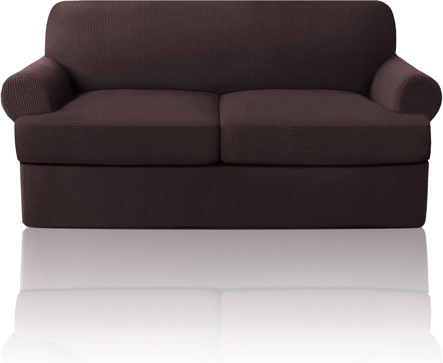 PrinceDeco T Cushion Sofa Slipcover 4 Pieces Sofa Covers for T Cushion Couch Soft Sofa Slip Covers Furniture Protector with 3 Individual T Shape Seat Covers (72"-90"), Island Fossi
