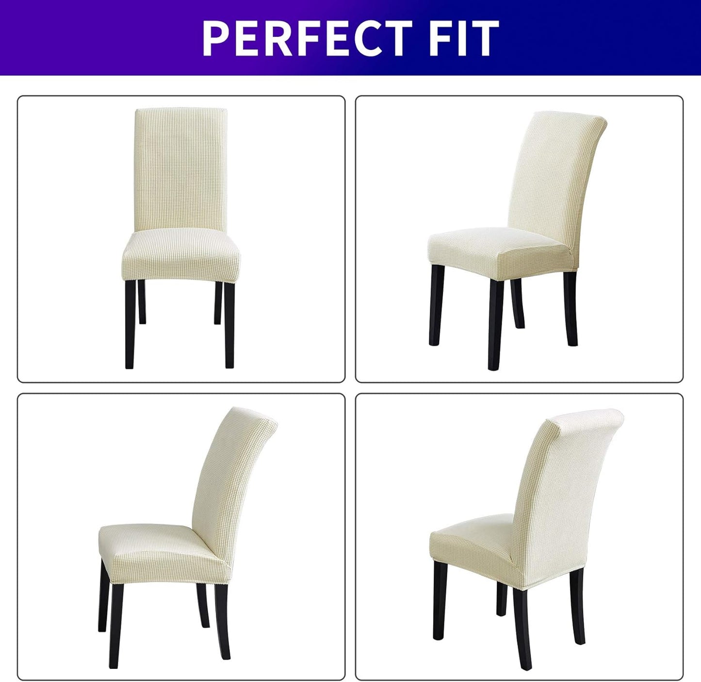 Howhic Stretch Chair Covers for Dining Room Set of 4, Removable Washable Dining Room Chair Covers, Dining Chair Slipcovers Seat Protector, Great for Home and Banquet Decoration (Ivory, 4 Pack)