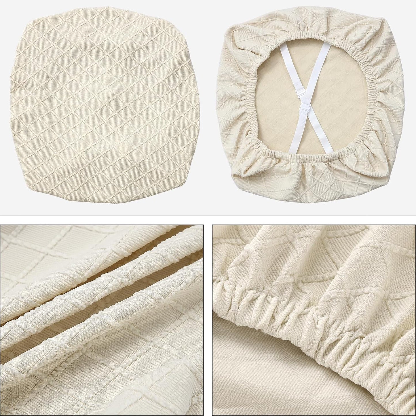 Stretch Chair Seat Covers 6 PCS, Removable Washable Dining Chair Covers Anti-Dust Dining Room Seat Cushion Slipcovers (6, Beige)