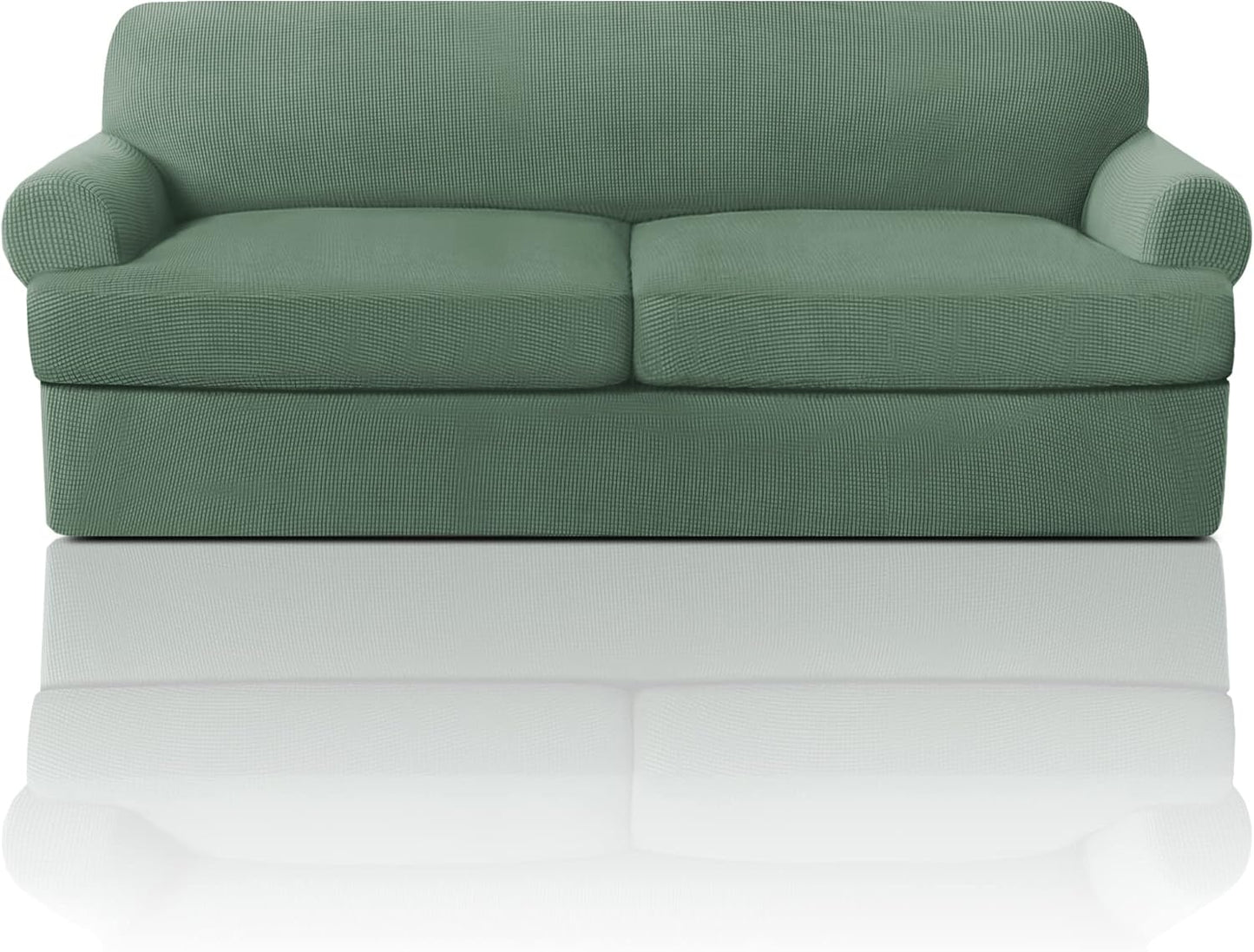 PrinceDeco T Cushion Sofa Slipcover 4 Pieces Sofa Covers for T Cushion Couch Soft Sofa Slip Covers Furniture Protector with 3 Individual T Shape Seat Covers (72"-90"), Island Fossi