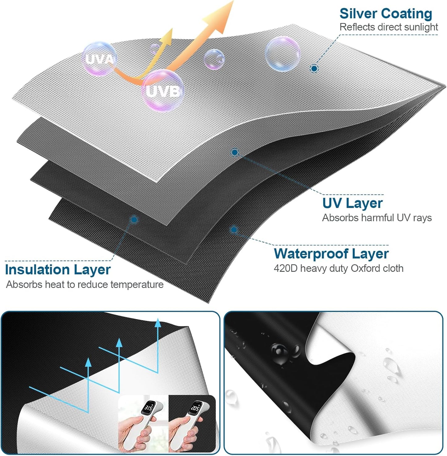 100% Blackout Curtains for Bedroom, Portable DIY Window Blinds, No Drill Window Shades & Blackout Blinds with Stickers & Tabs for Travel, Dorm Room, Media Room (157" x 57")