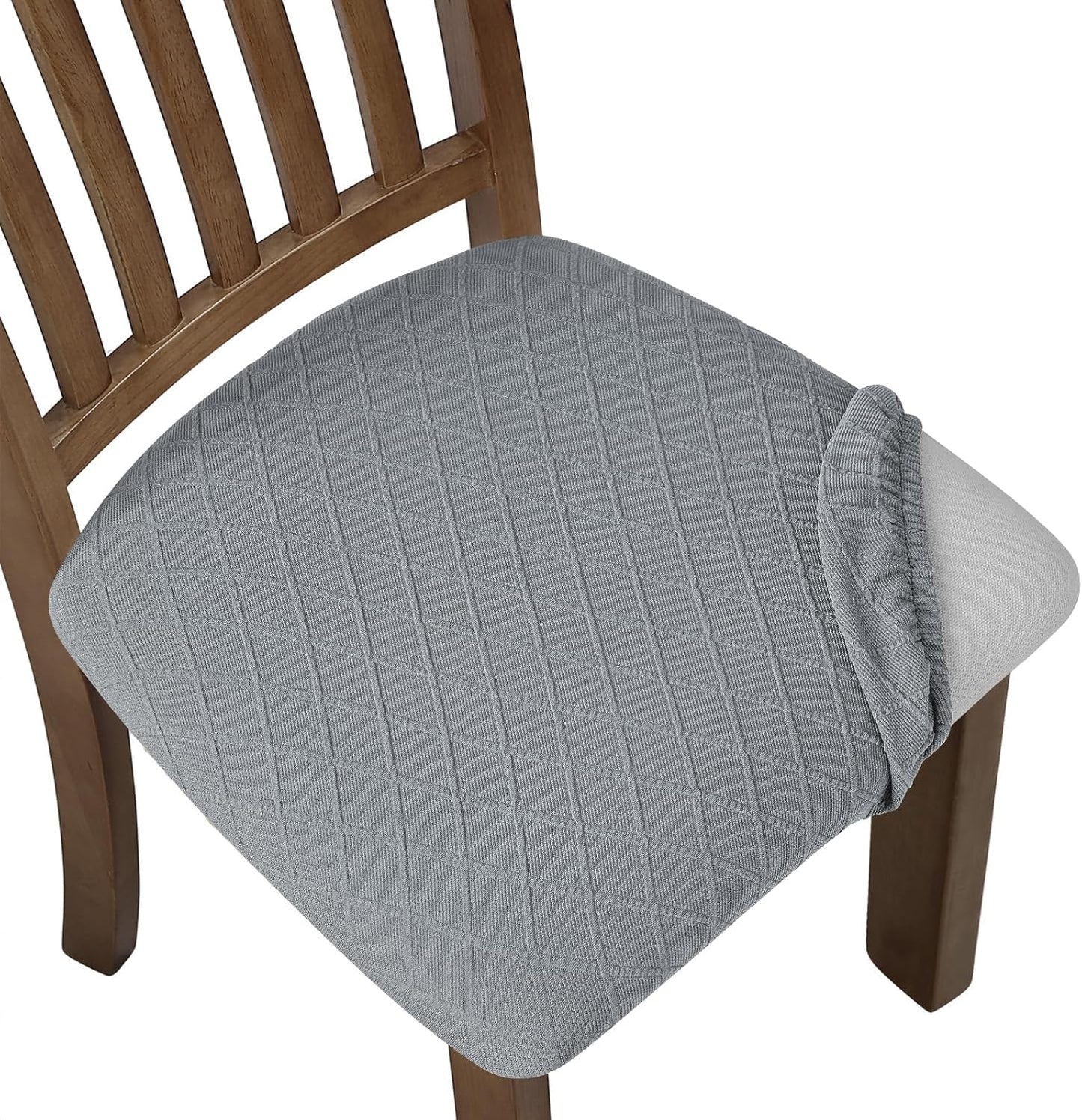 Stretch Chair Seat Covers 6 PCS, Removable Washable Dining Chair Covers Anti-Dust Dining Room Seat Cushion Slipcovers (6, Beige)