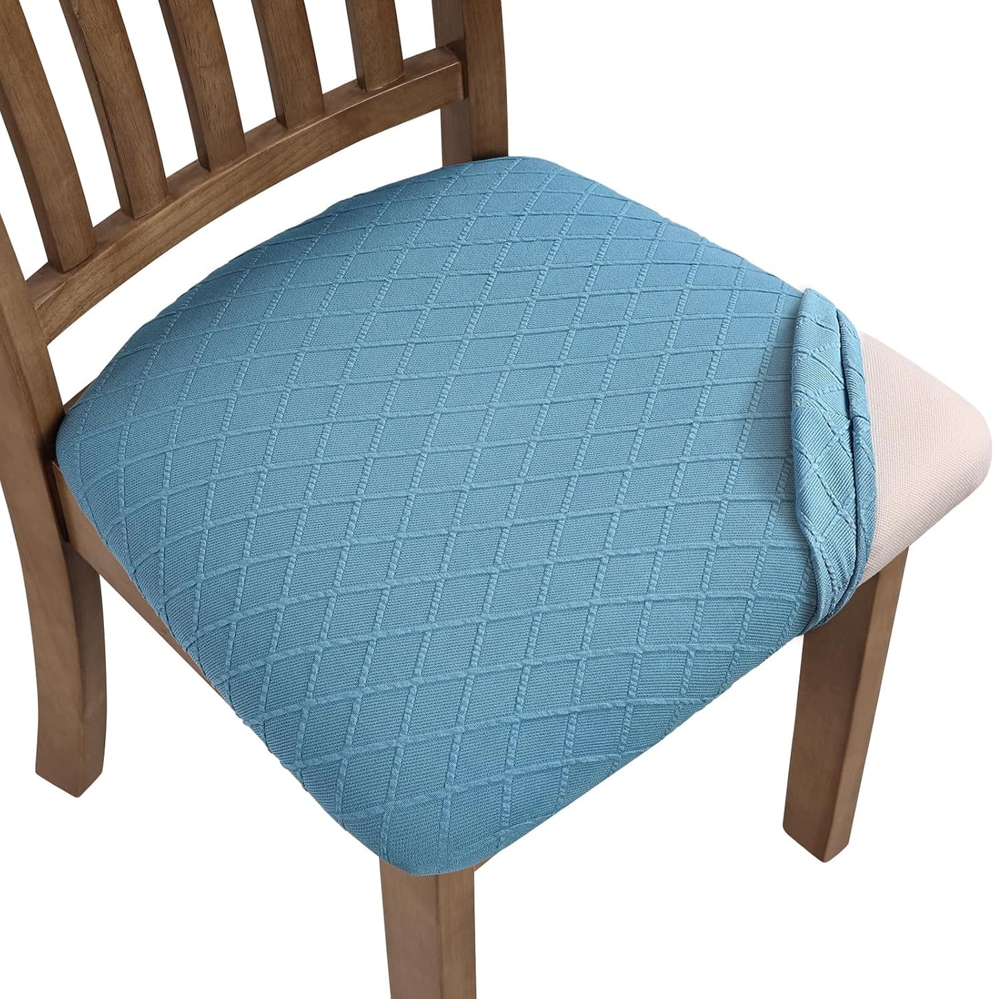Stretch Chair Seat Covers 6 PCS, Removable Washable Dining Chair Covers Anti-Dust Dining Room Seat Cushion Slipcovers (6, Beige)
