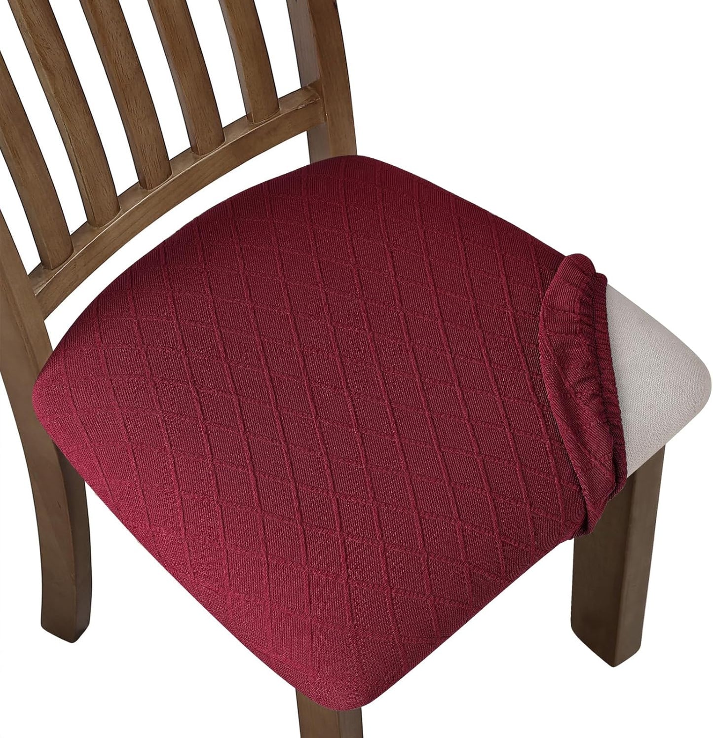 Stretch Chair Seat Covers 6 PCS, Removable Washable Dining Chair Covers Anti-Dust Dining Room Seat Cushion Slipcovers (6, Beige)