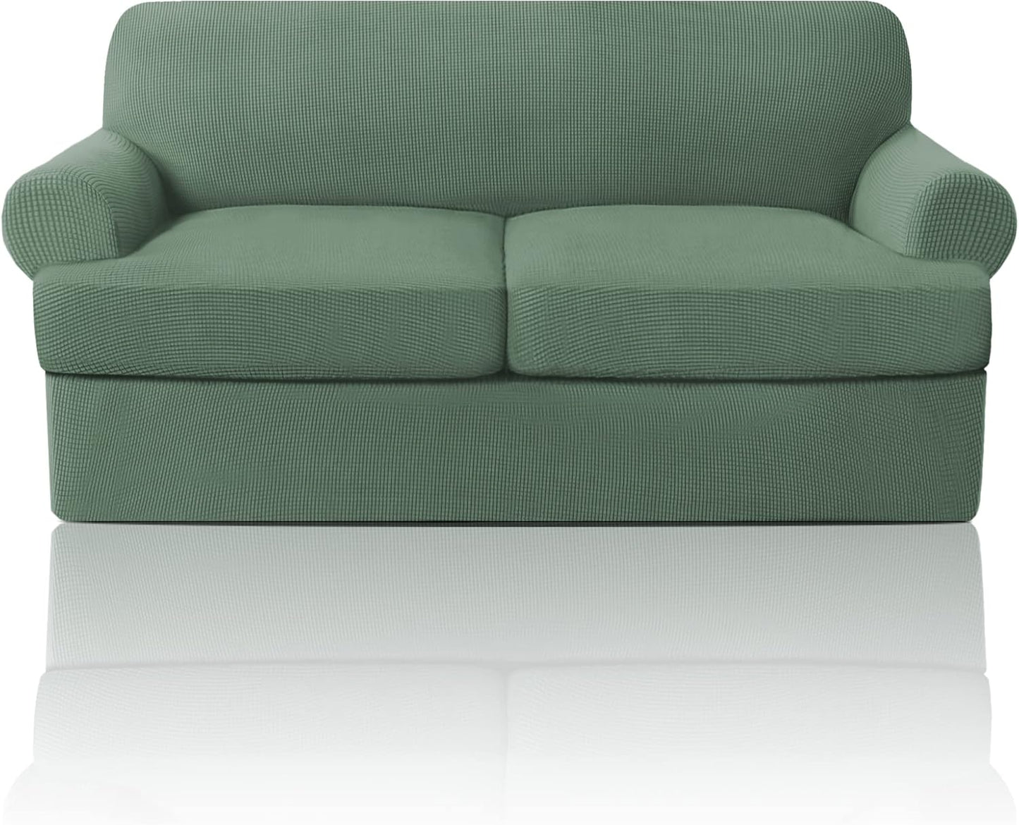 PrinceDeco T Cushion Sofa Slipcover 4 Pieces Sofa Covers for T Cushion Couch Soft Sofa Slip Covers Furniture Protector with 3 Individual T Shape Seat Covers (72"-90"), Island Fossi