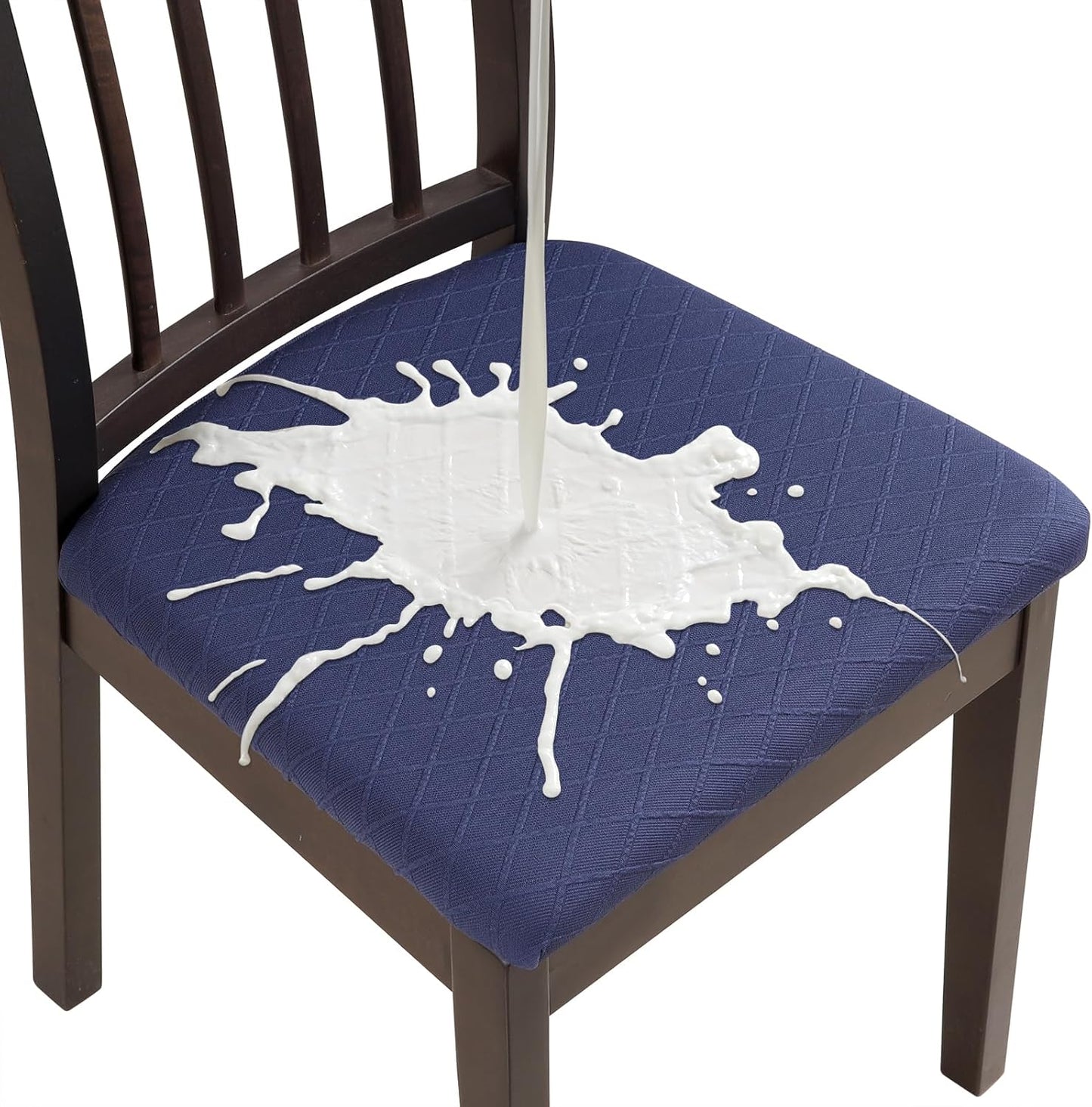 Stretch Chair Seat Covers 6 PCS, Removable Washable Dining Chair Covers Anti-Dust Dining Room Seat Cushion Slipcovers (6, Beige)