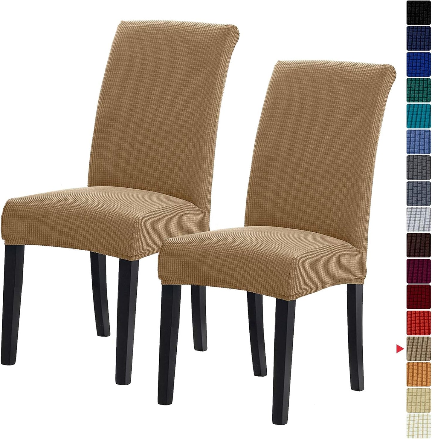 Howhic Stretch Chair Covers for Dining Room Set of 4, Removable Washable Dining Room Chair Covers, Dining Chair Slipcovers Seat Protector, Great for Home and Banquet Decoration (Ivory, 4 Pack)