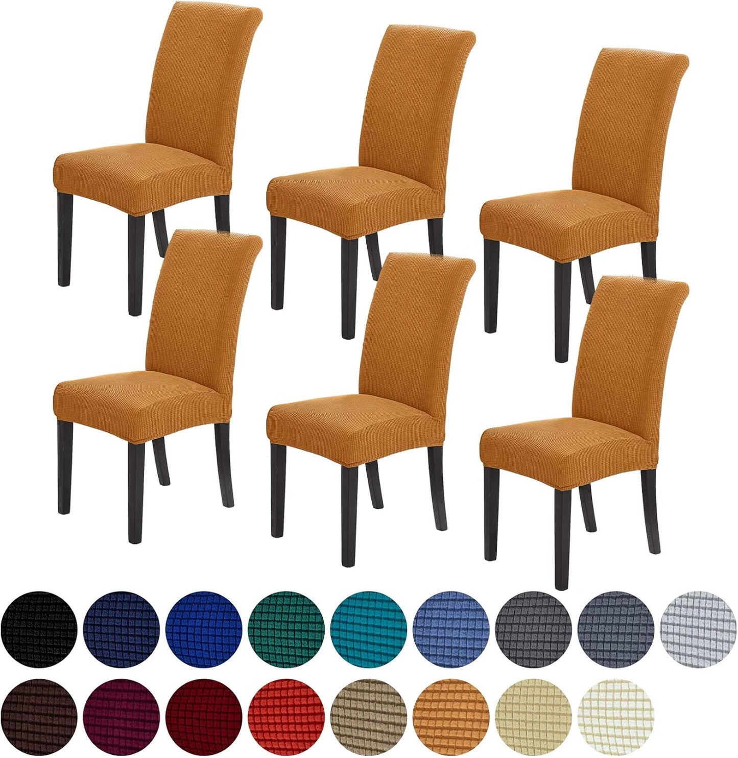 Howhic Stretch Chair Covers for Dining Room Set of 4, Removable Washable Dining Room Chair Covers, Dining Chair Slipcovers Seat Protector, Great for Home and Banquet Decoration (Ivory, 4 Pack)
