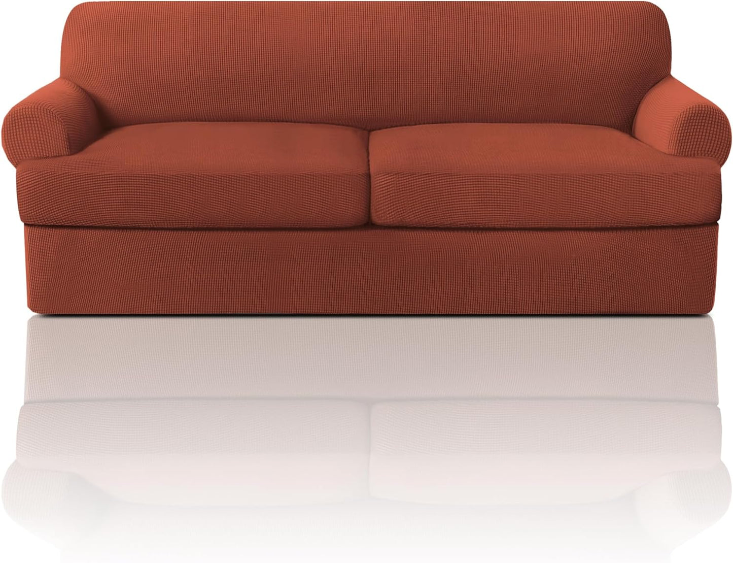 PrinceDeco T Cushion Sofa Slipcover 4 Pieces Sofa Covers for T Cushion Couch Soft Sofa Slip Covers Furniture Protector with 3 Individual T Shape Seat Covers (72"-90"), Island Fossi
