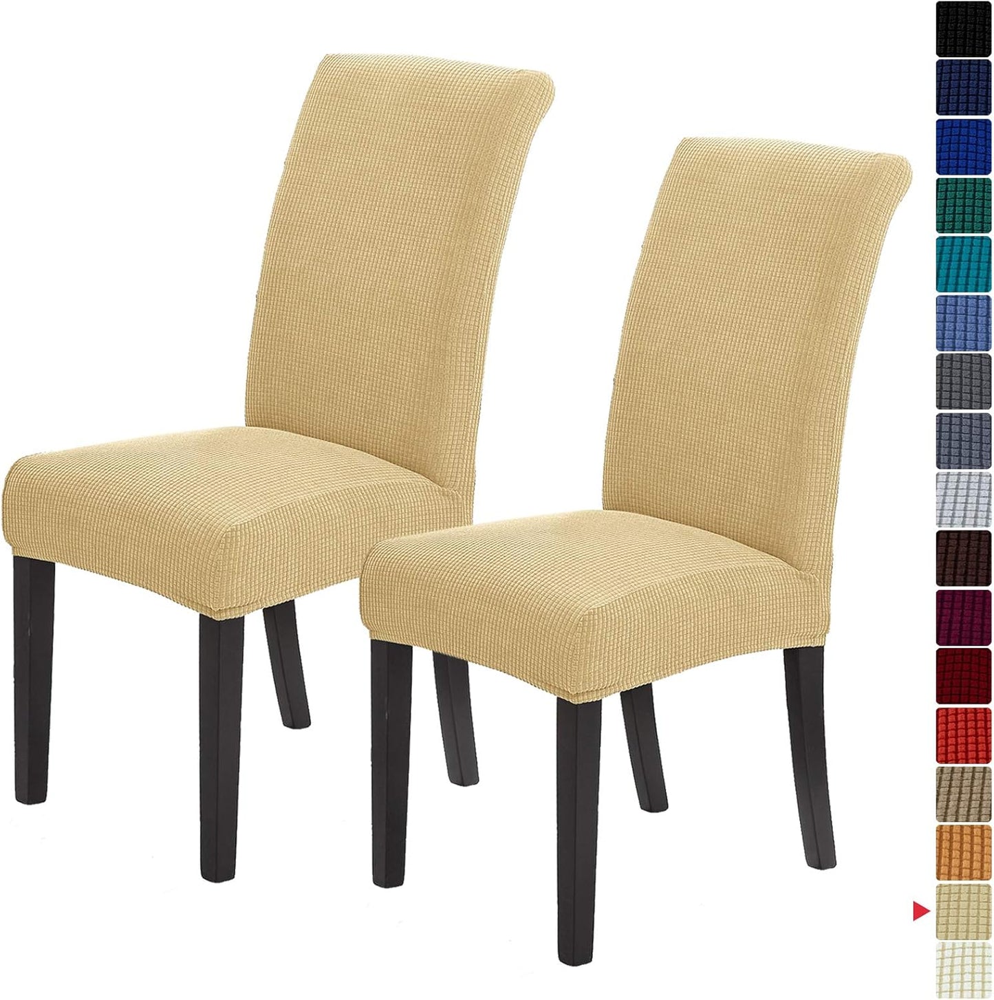 Howhic Stretch Chair Covers for Dining Room Set of 4, Removable Washable Dining Room Chair Covers, Dining Chair Slipcovers Seat Protector, Great for Home and Banquet Decoration (Ivory, 4 Pack)