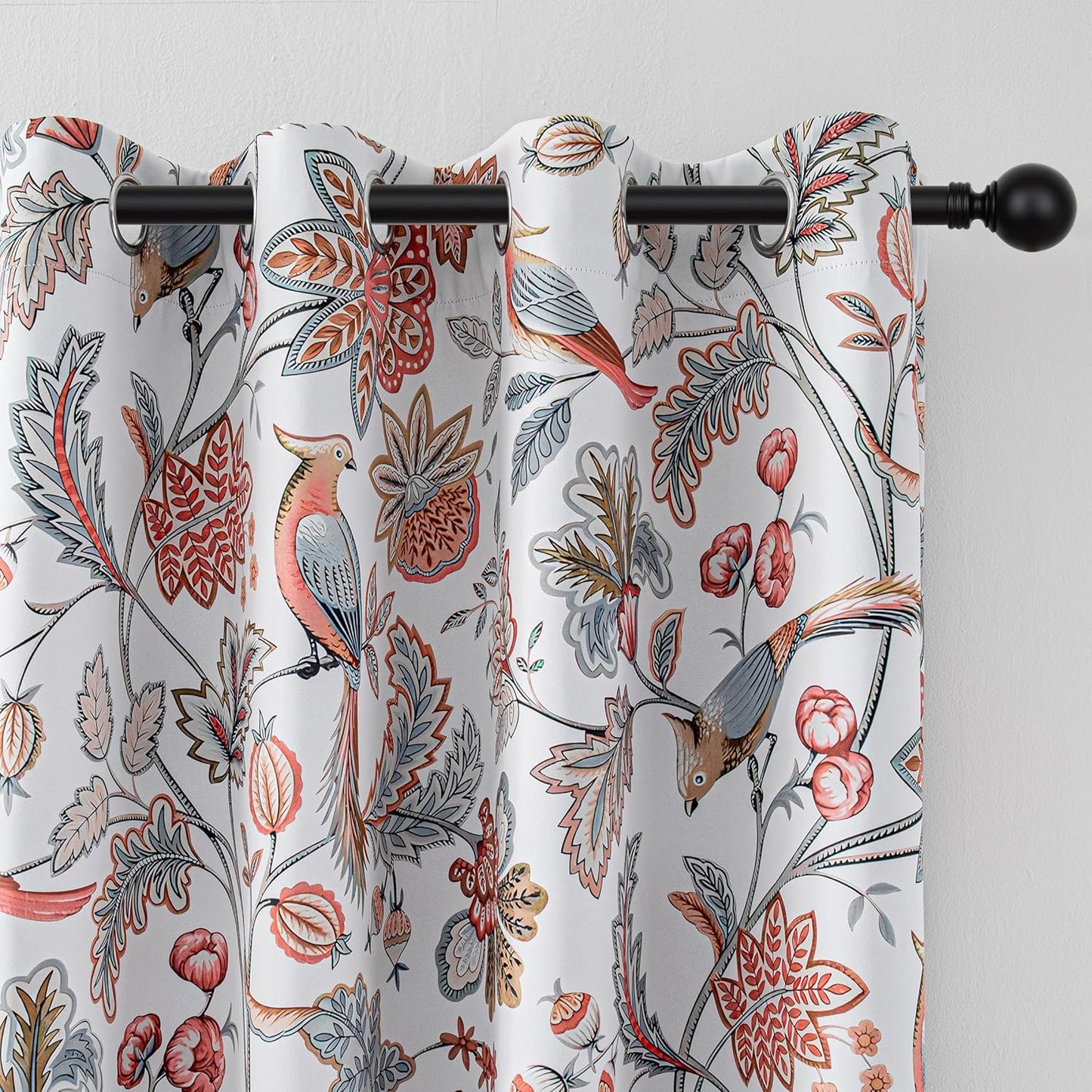 MYSKY HOME Floral Blackout Curtains 84 inch Long for Living Room Vintage French Country Grommet Lemon Hummingbird Patterned Room Darkening Thermal Drapes Bedroom Dining Room, 2 Pcs, 52", Sage Green