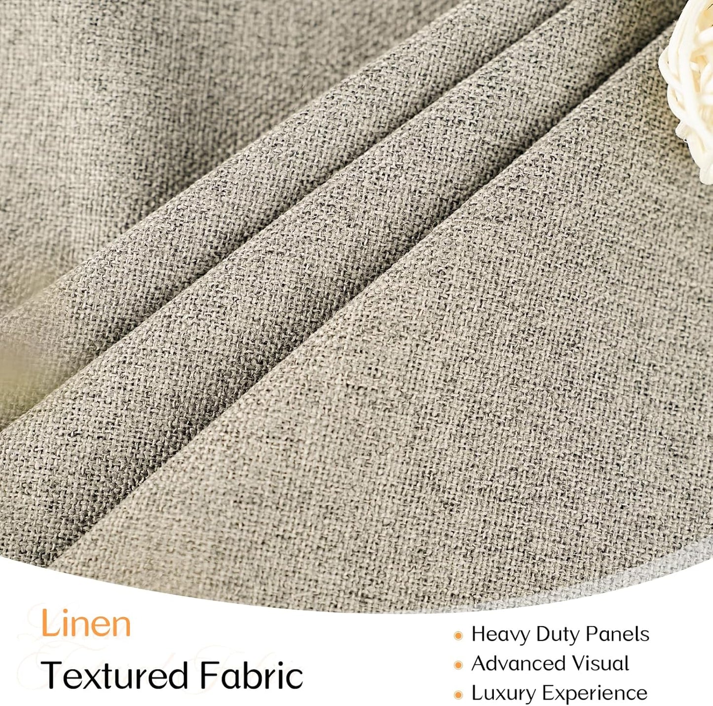 Dreaming Casa 100% Blackout Curtains 84 Inches Long, Linen Textured Window Treatment Rod Pocket & Back Tab Curtain Drapes for Bedroom Living Room Divider, 2 Panels, 52" W x 84" L, Linen