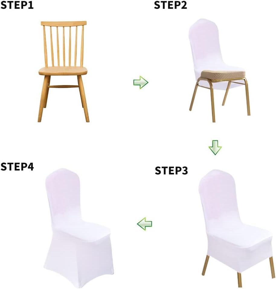 100 Pcs White Washable Removable Universal for Wedding Party Dining Banquet Polyester Spandex Stretch Slipcovers Chair Covers