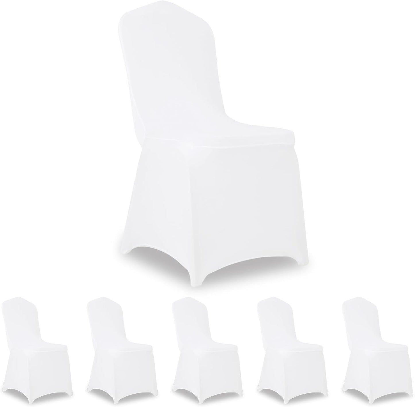 12 Pack White Stretch Polyester Spandex Chair Covers Universal Washable Removable Chair Slipcovers Protector for Wedding Banquet Events Party Dining Decoration