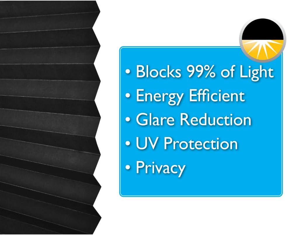 Redi Shade No Tools Original Blackout Pleated Paper Shade Black, 36" W x 72" L, 6 Pack