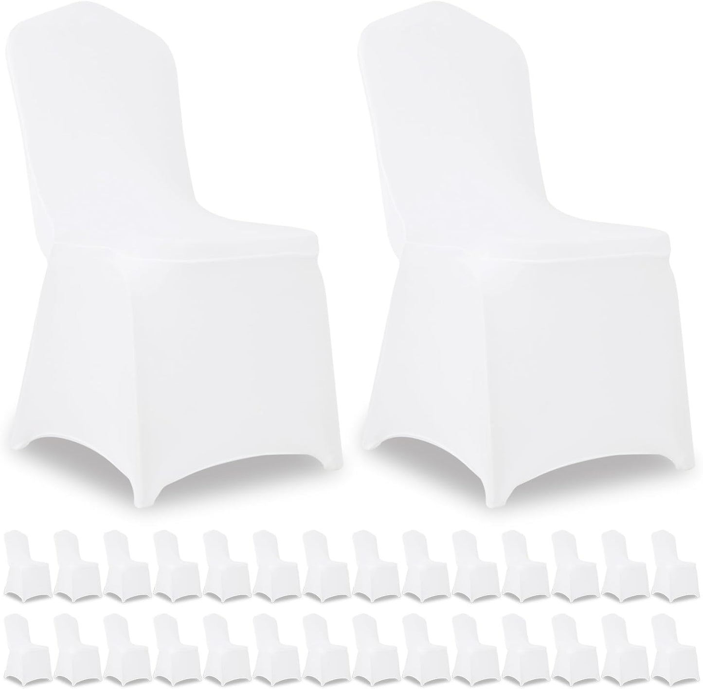 12 Pack White Stretch Polyester Spandex Chair Covers Universal Washable Removable Chair Slipcovers Protector for Wedding Banquet Events Party Dining Decoration