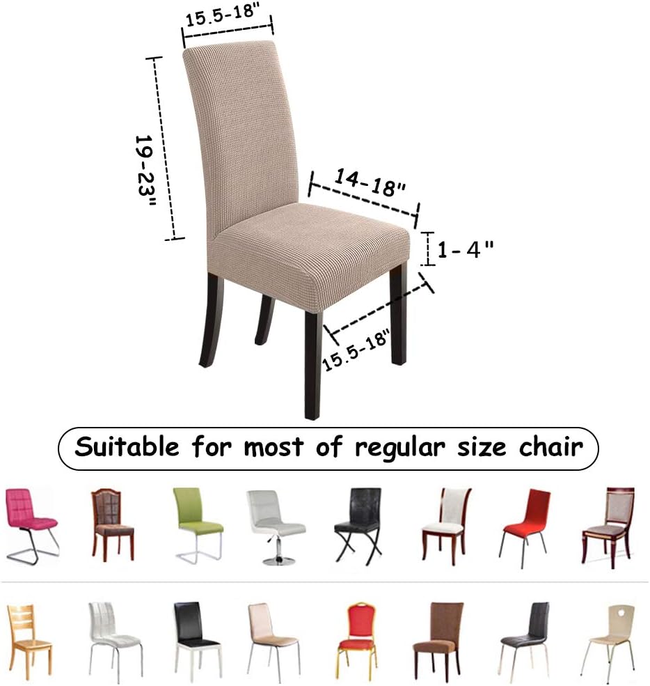 NORTHERN BROTHERS Dining Room Chair Covers Set of 6, Removable Washable Chair Covers for Dining Chairs Stretch Parson Chair Slipcover, Khaki