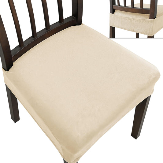 Dining Chair Covers, Stretch Removable Washable Kitchen Chair Covers Set of 4, Soft Dining Chair Slipcovers Protectors, Seat Covers for Dining Room Chairs (Set of 4, Beige)
