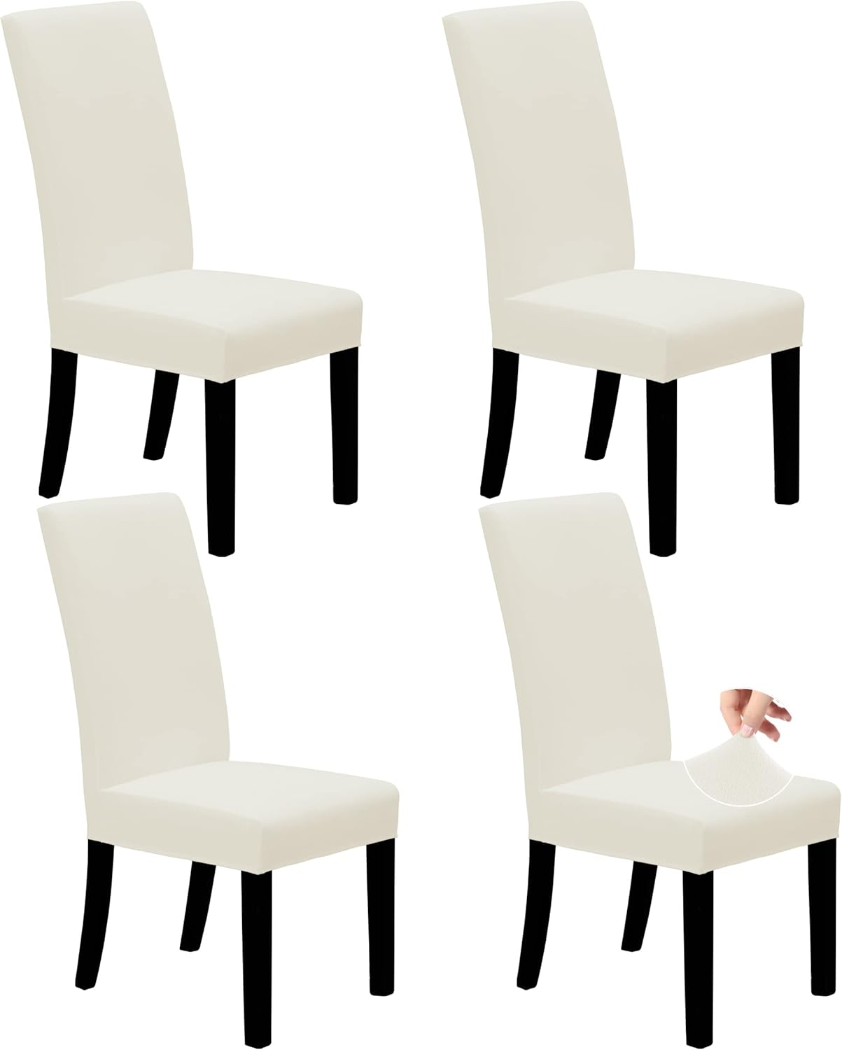 Easy-Going Dining Chair Covers Stretch Dining Room Chair Covers Set of 4, Parsons Chair Slipcovers for Dining Room, Ceremony, Banquet, Ivory