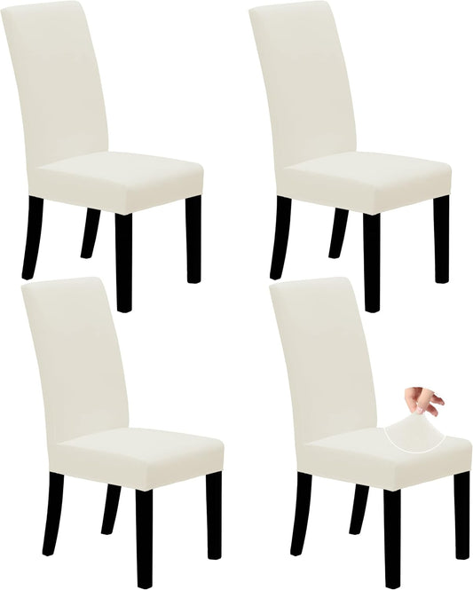 Easy-Going Dining Chair Covers Stretch Dining Room Chair Covers Set of 4, Parsons Chair Slipcovers for Dining Room, Ceremony, Banquet, Ivory