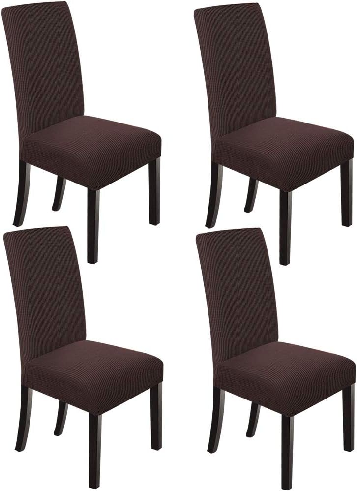 NORTHERN BROTHERS Dining Room Chair Covers Set of 6, Removable Washable Chair Covers for Dining Chairs Stretch Parson Chair Slipcover, Khaki