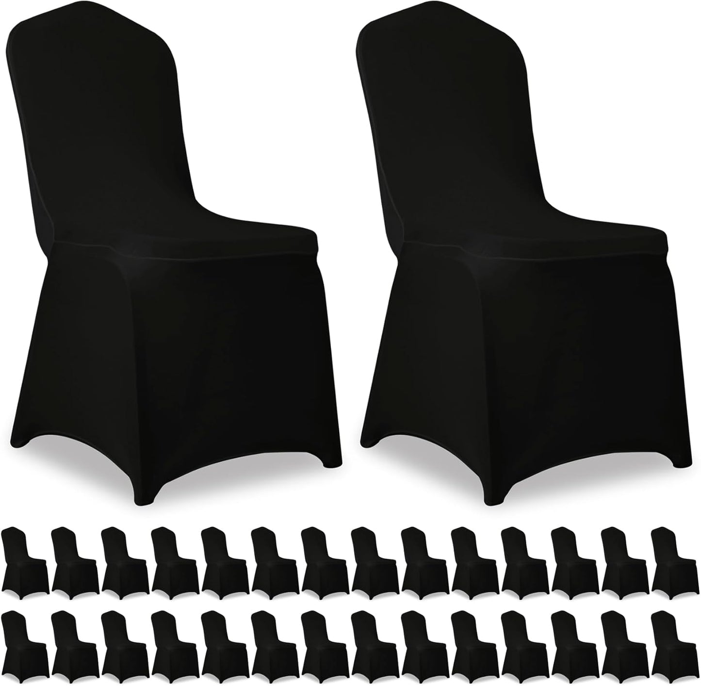 12 Pack White Stretch Polyester Spandex Chair Covers Universal Washable Removable Chair Slipcovers Protector for Wedding Banquet Events Party Dining Decoration