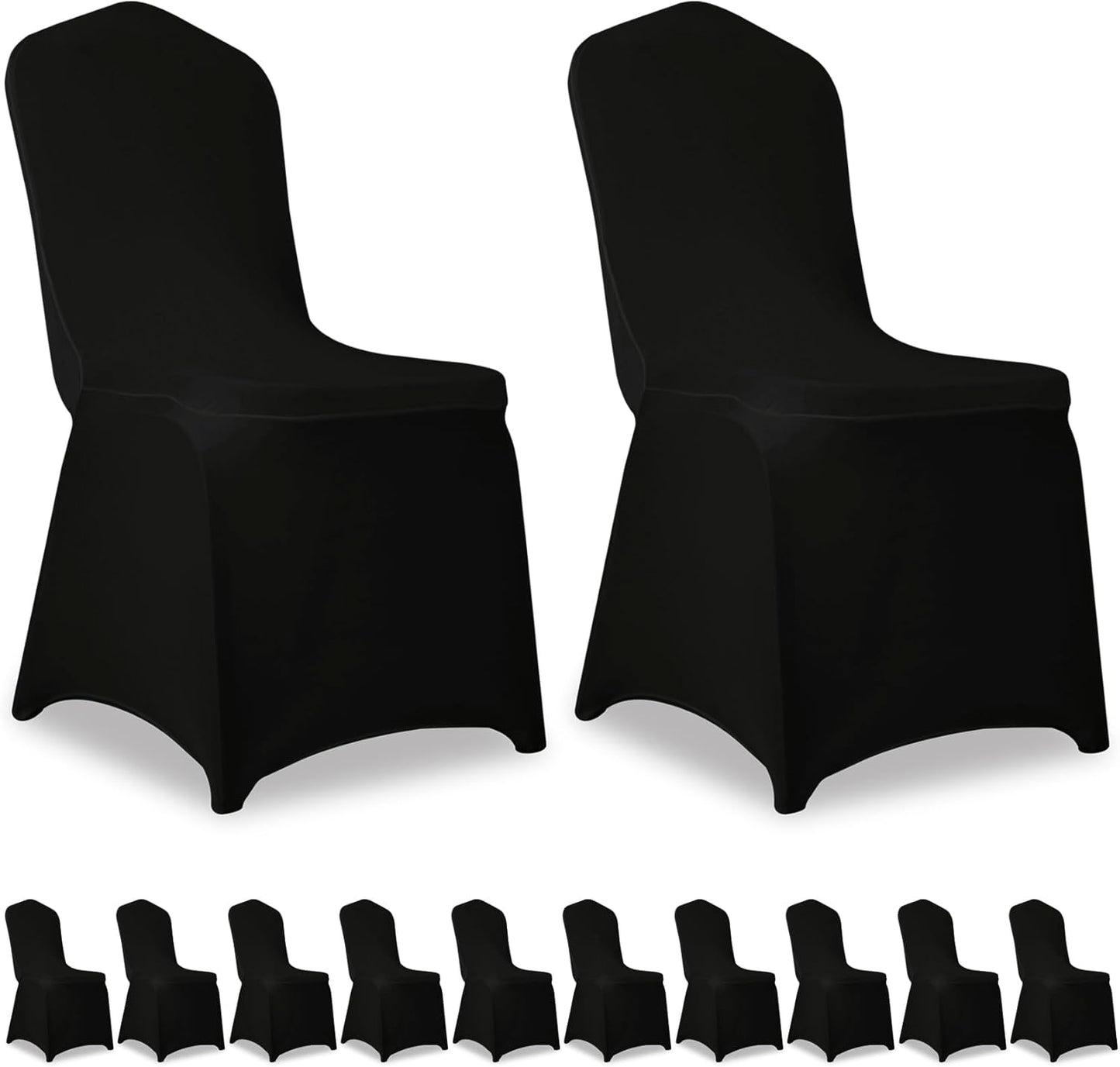 12 Pack White Stretch Polyester Spandex Chair Covers Universal Washable Removable Chair Slipcovers Protector for Wedding Banquet Events Party Dining Decoration