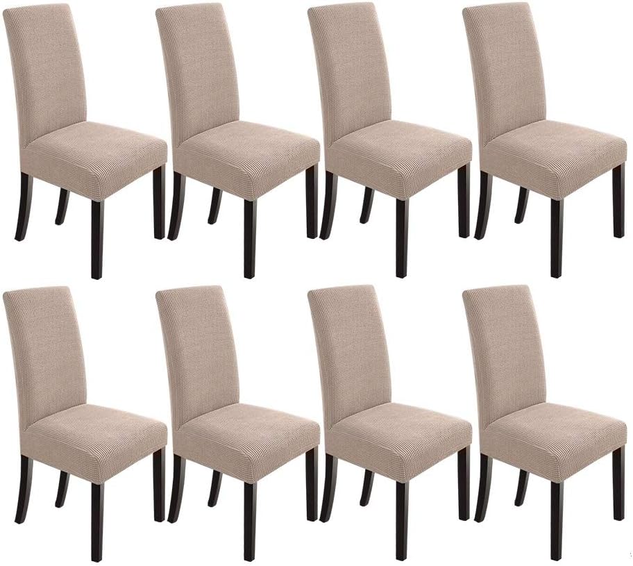NORTHERN BROTHERS Dining Room Chair Covers Set of 6, Removable Washable Chair Covers for Dining Chairs Stretch Parson Chair Slipcover, Khaki