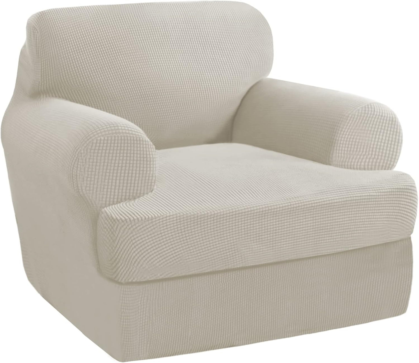 PrinceDeco T Cushion Sofa Slipcover 4 Pieces Sofa Covers for T Cushion Couch Soft Sofa Slip Covers Furniture Protector with 3 Individual T Shape Seat Covers (72"-90"), Island Fossi
