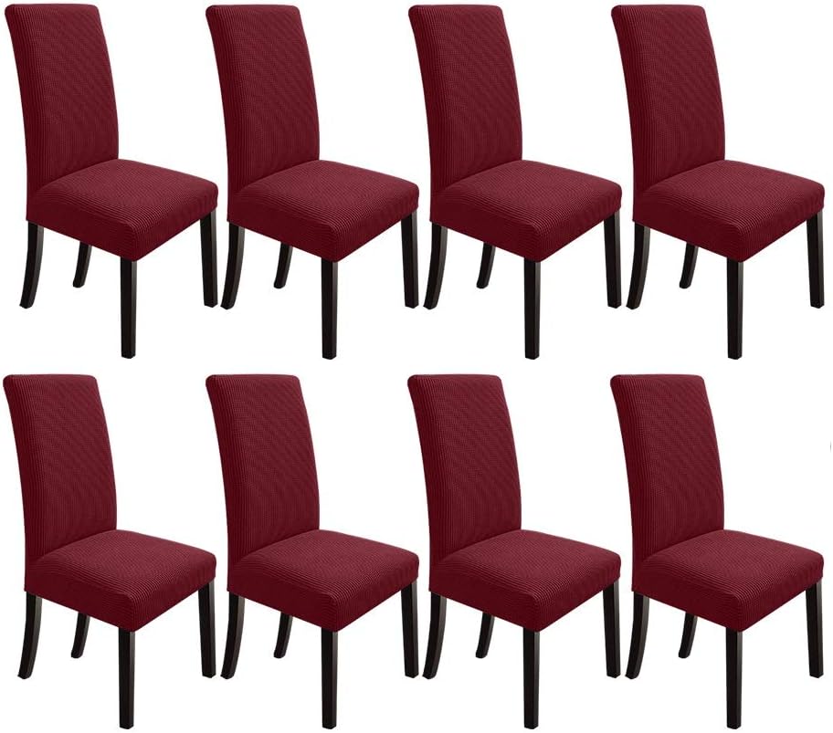 NORTHERN BROTHERS Dining Room Chair Covers Set of 6, Removable Washable Chair Covers for Dining Chairs Stretch Parson Chair Slipcover, Khaki