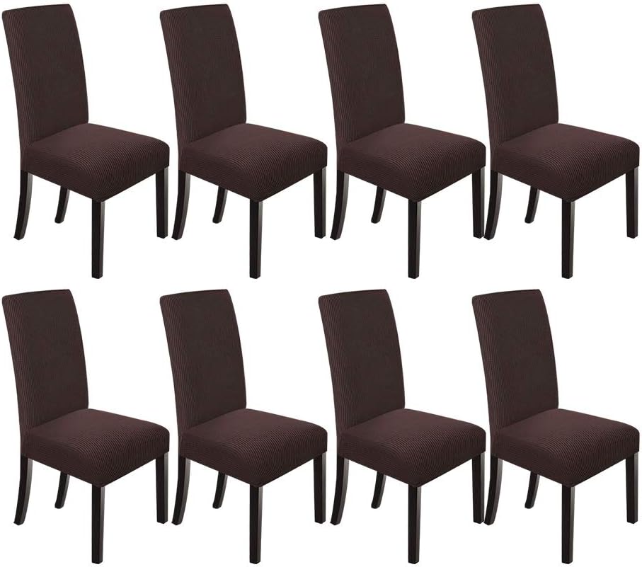 NORTHERN BROTHERS Dining Room Chair Covers Set of 6, Removable Washable Chair Covers for Dining Chairs Stretch Parson Chair Slipcover, Khaki