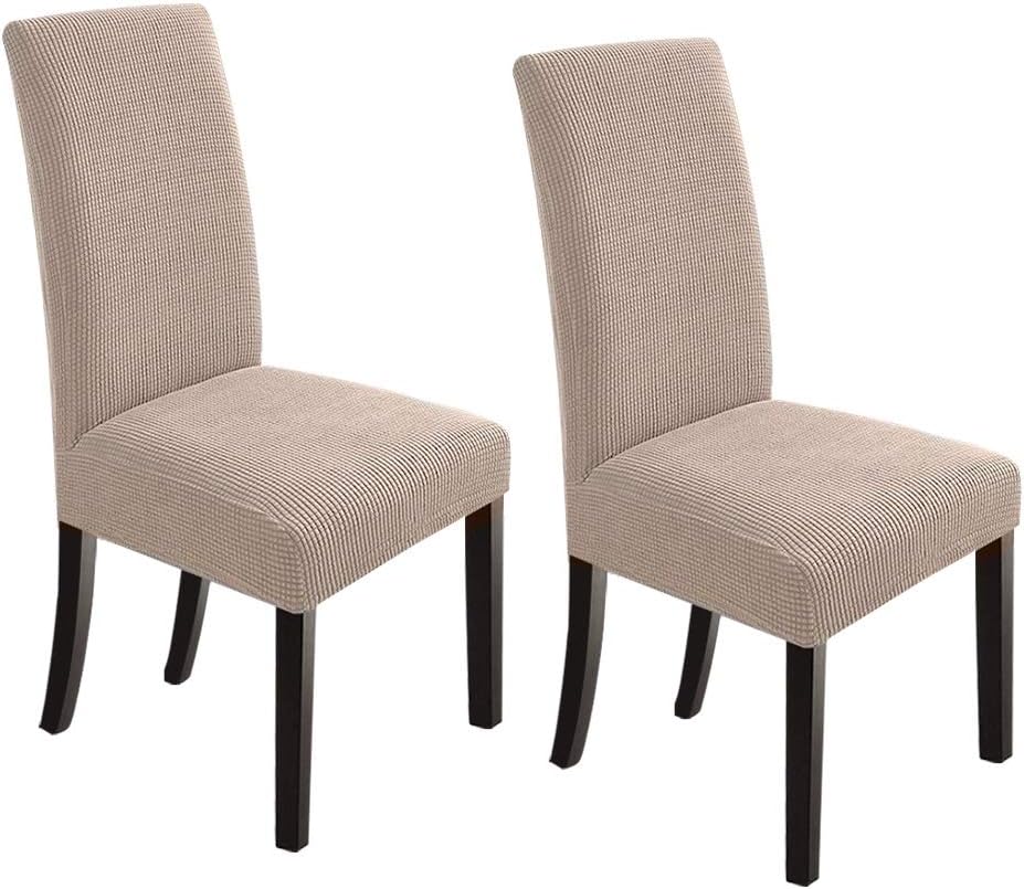 NORTHERN BROTHERS Dining Room Chair Covers Set of 6, Removable Washable Chair Covers for Dining Chairs Stretch Parson Chair Slipcover, Khaki