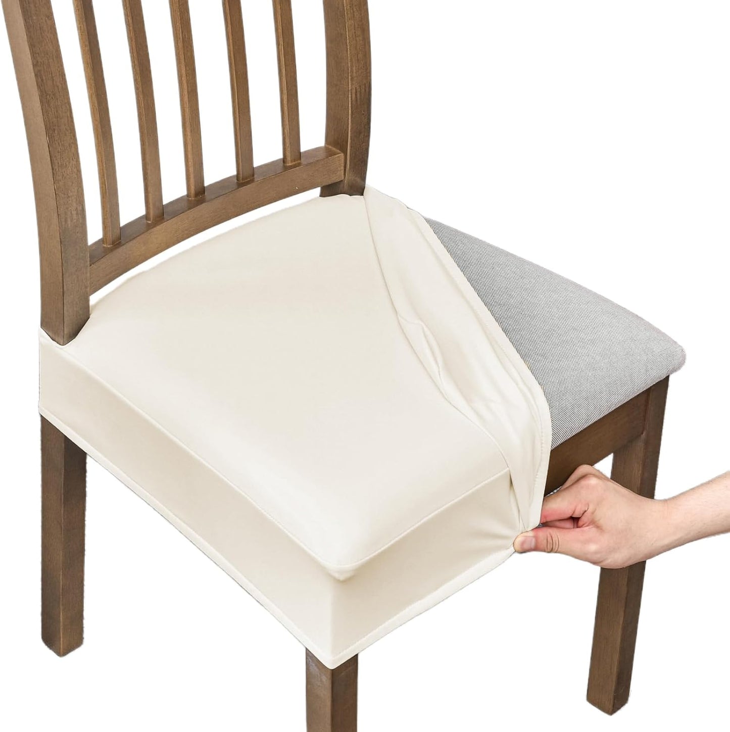 NILUOH Waterproof Seat Covers for Dining Room Chairs Set of 4, Pu Leather Chair Seat Slipcovers Dining Chair Cover Removable Washable Chair Protctor Cover, Rear Covers (PU-Coffee)